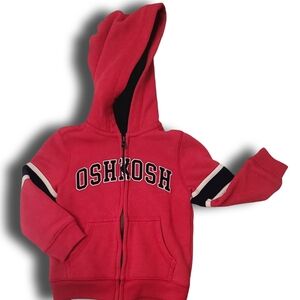 OshKosh B'Gosh Toddler Boy Zip-Up Red & Navy Blue Hoodie SZ 2T